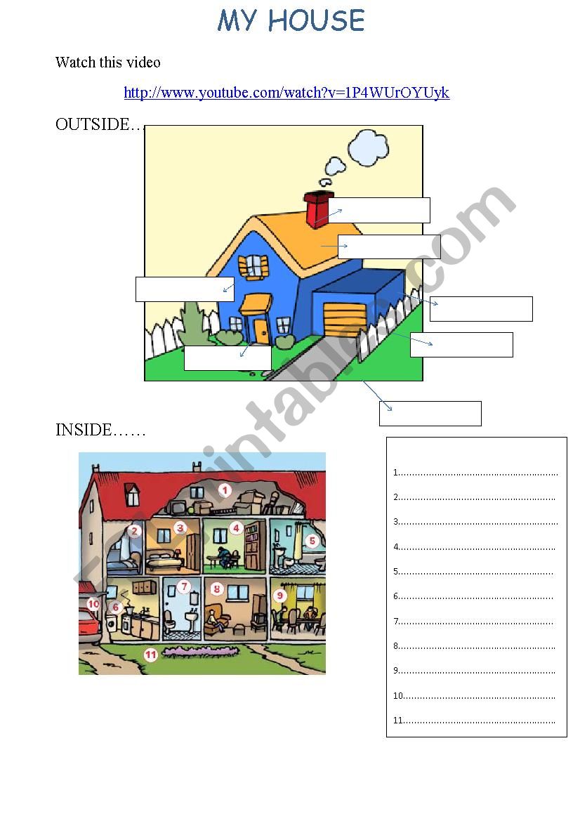 My house worksheet