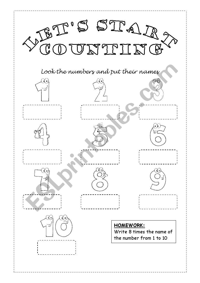 Numbers 1 to 10 worksheet