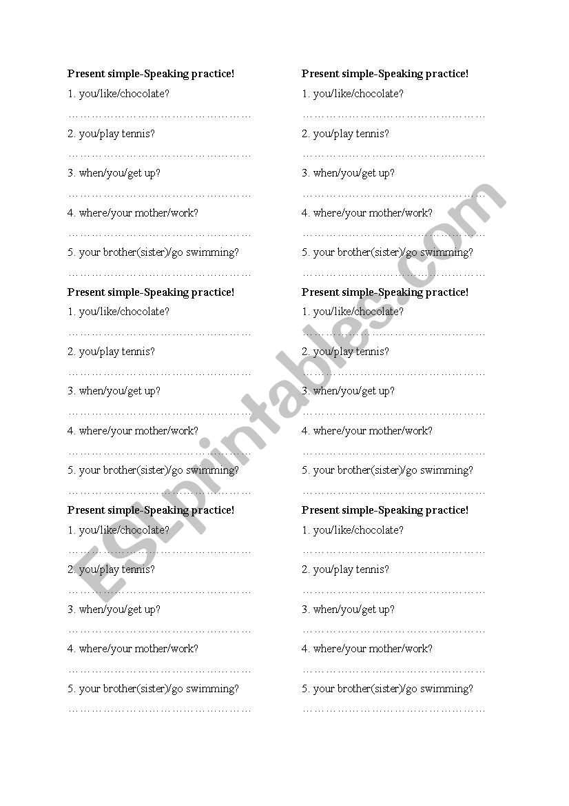 Present simple-complete the questions.(speaking activity)