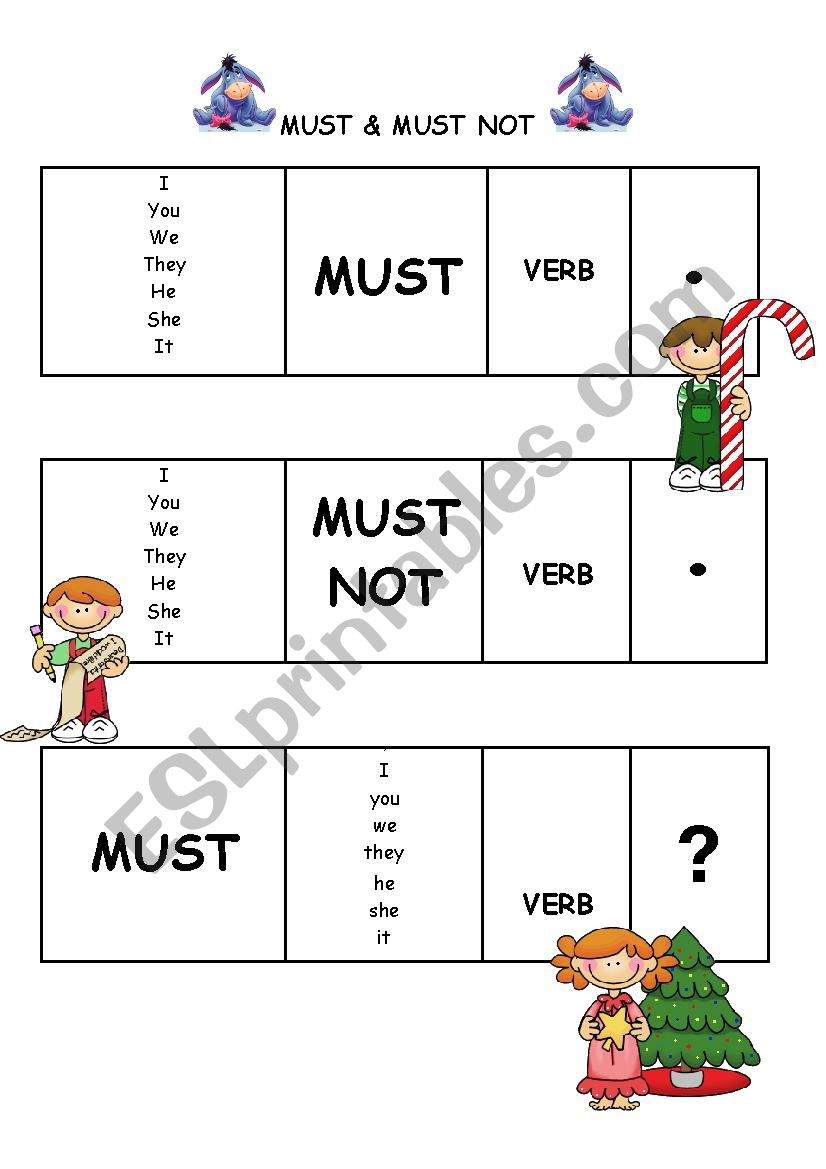 must & must not worksheet