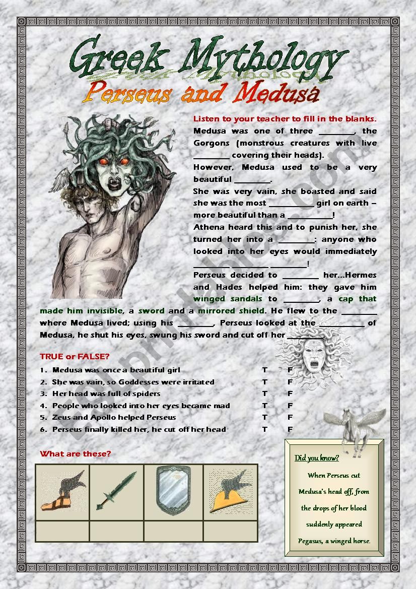 Greek Myths 2 worksheet