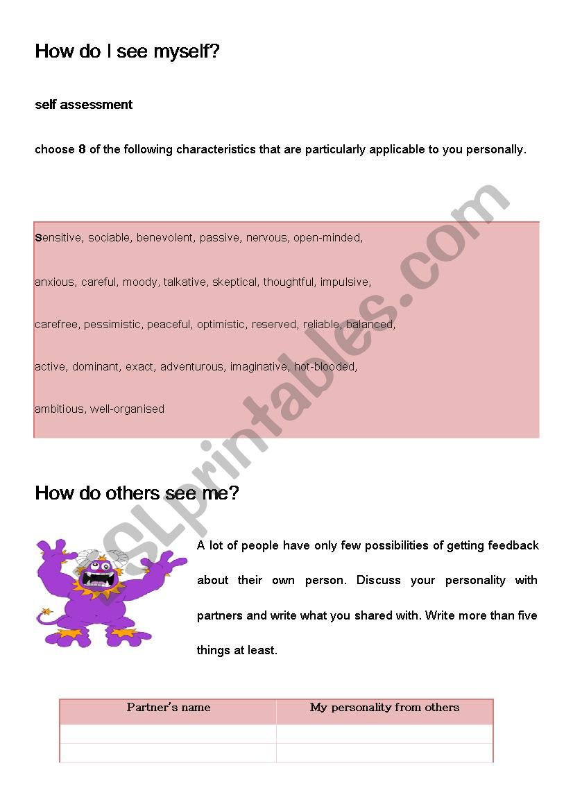 I and You worksheet