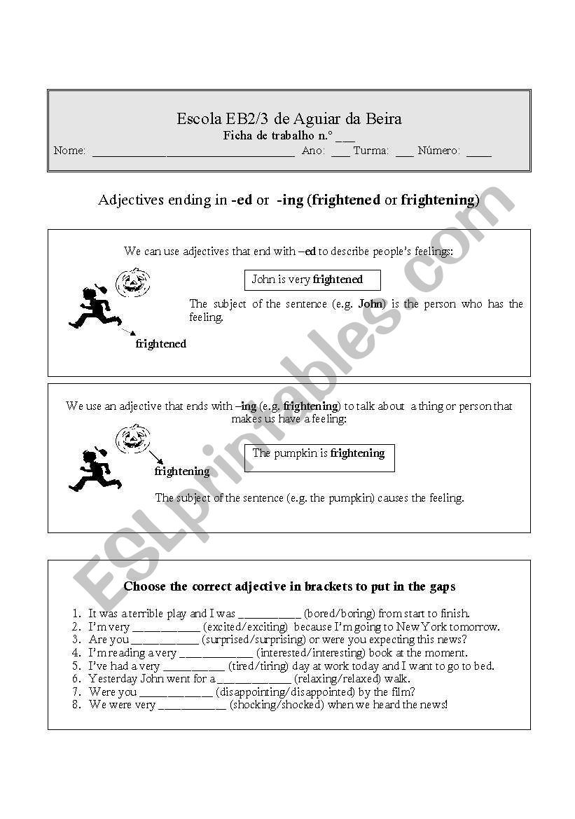 Adjectives (-ed, -ing) worksheet