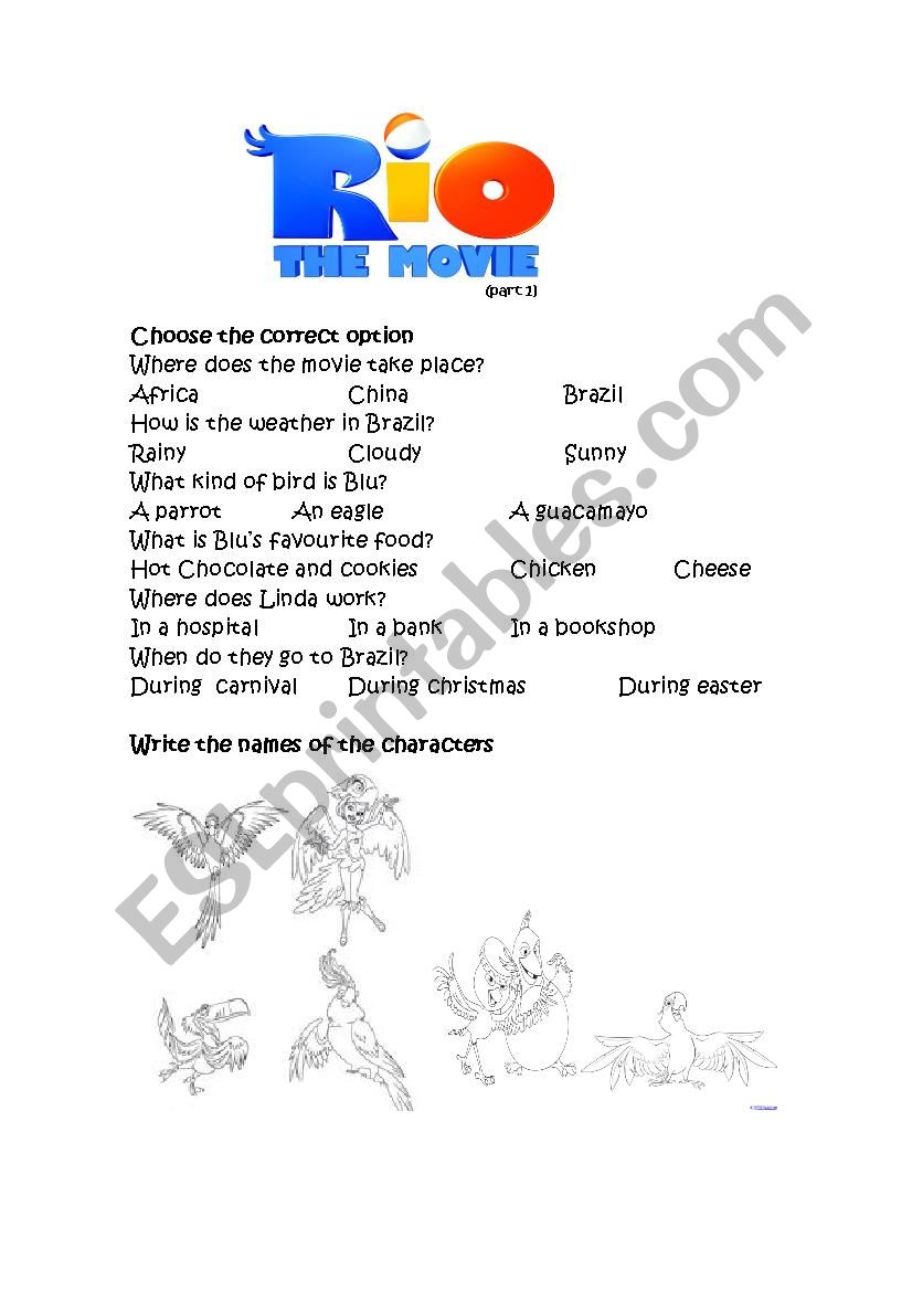 rio  worksheet