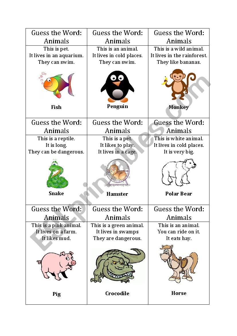 Guess the word game (part 2) worksheet