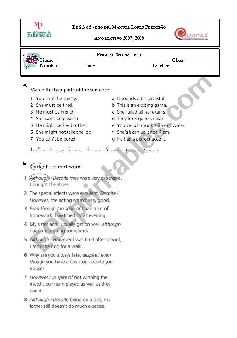 Conjunctions worksheet