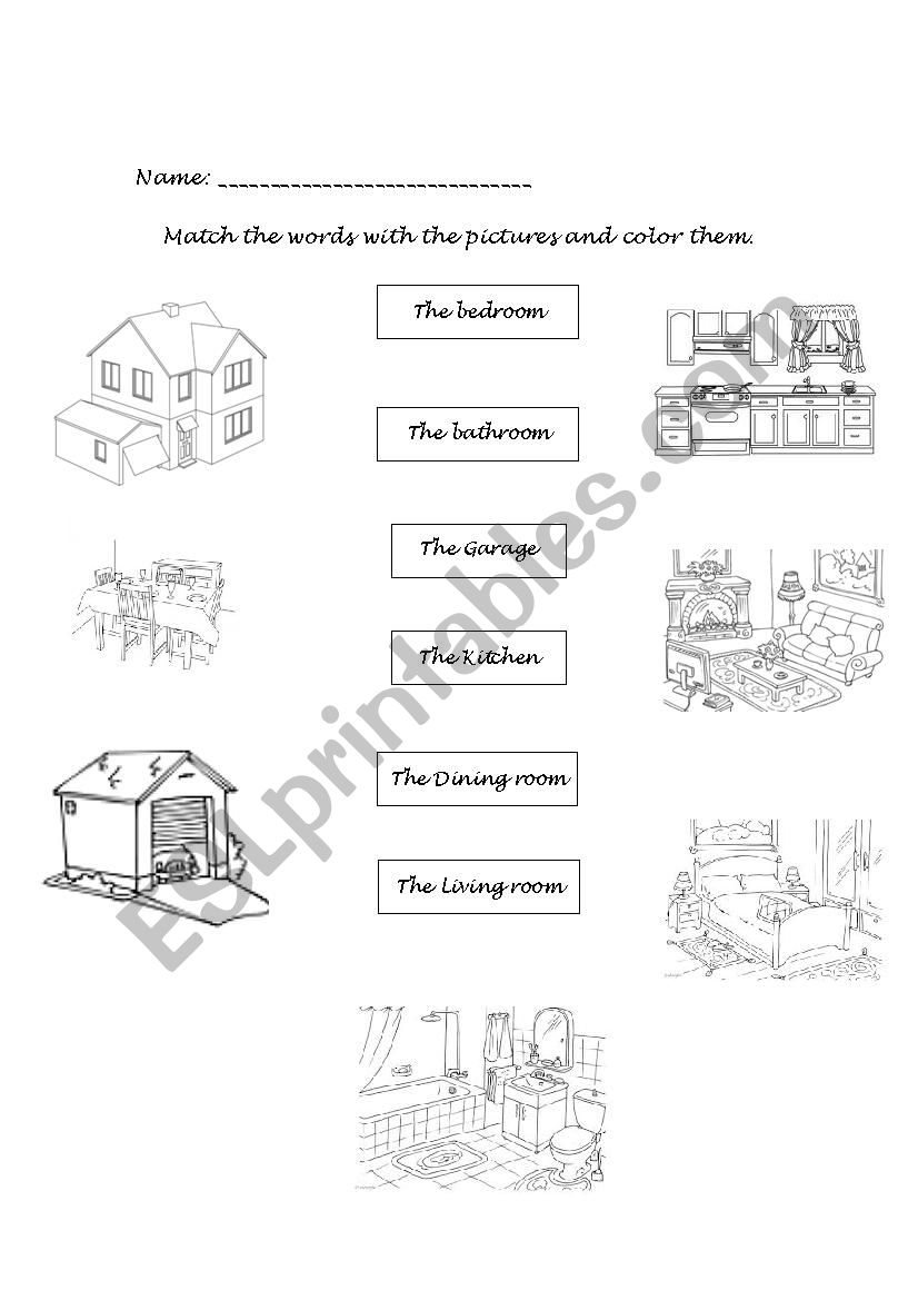 Parts of the house. worksheet