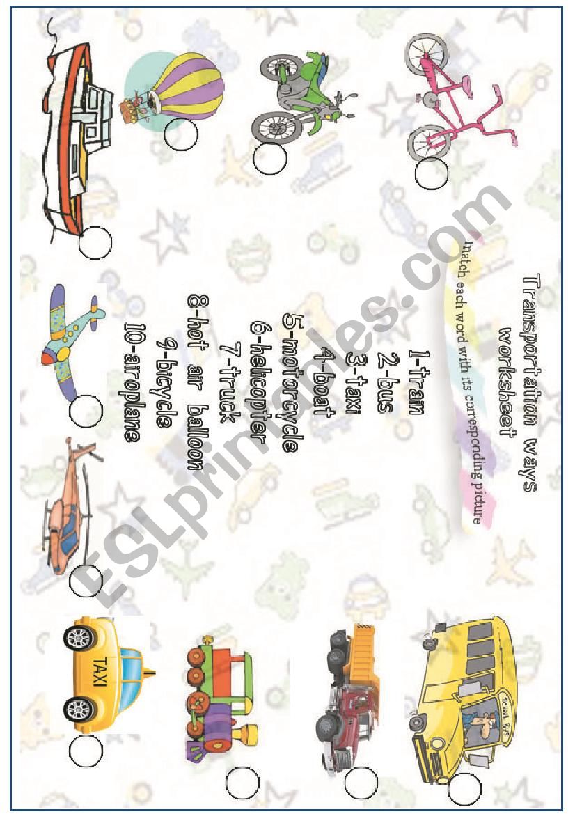 transportation ways worksheet