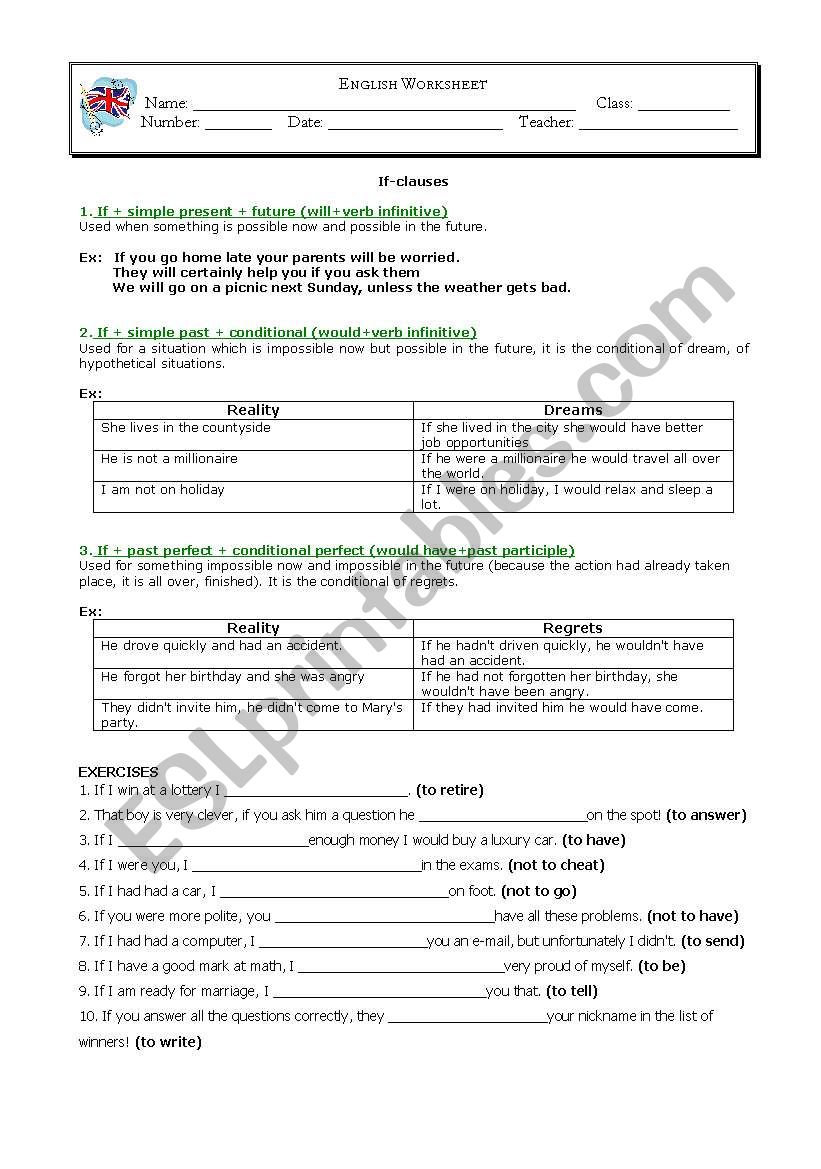 Conditionals worksheet