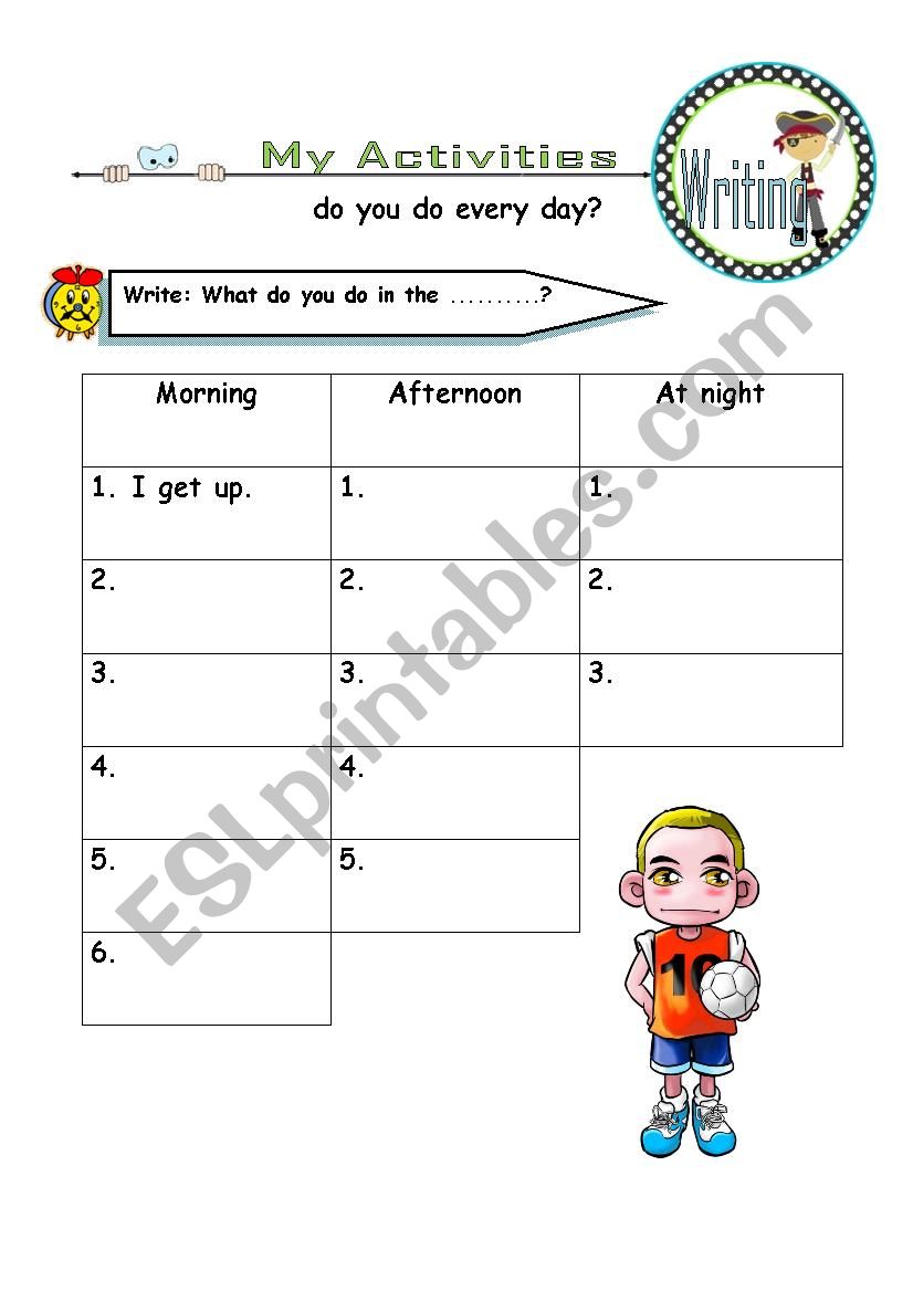 my activities worksheet