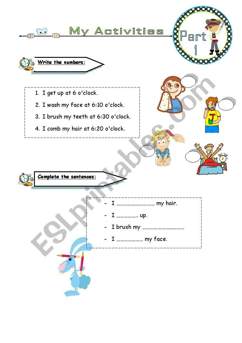 daily activities worksheet