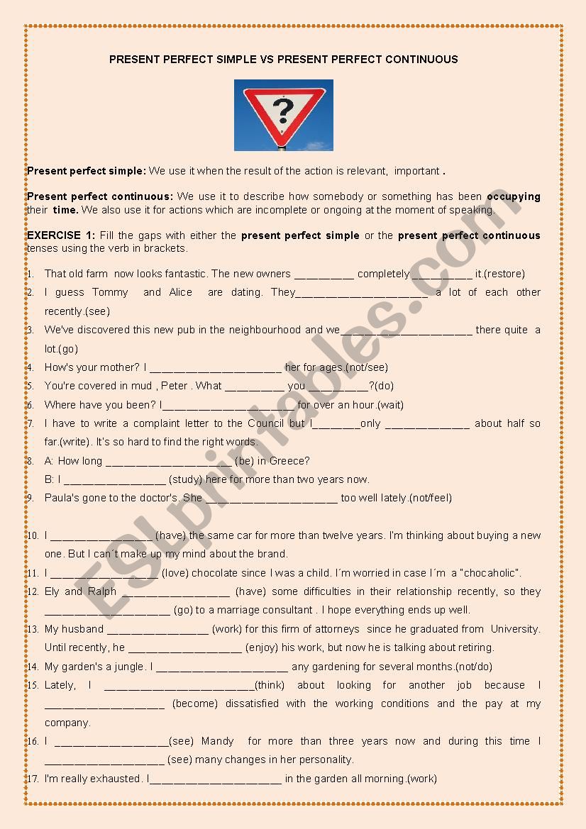 PRESENT PERFECT SIMPLE VS PRESENT PERFECT CONTINUOUS