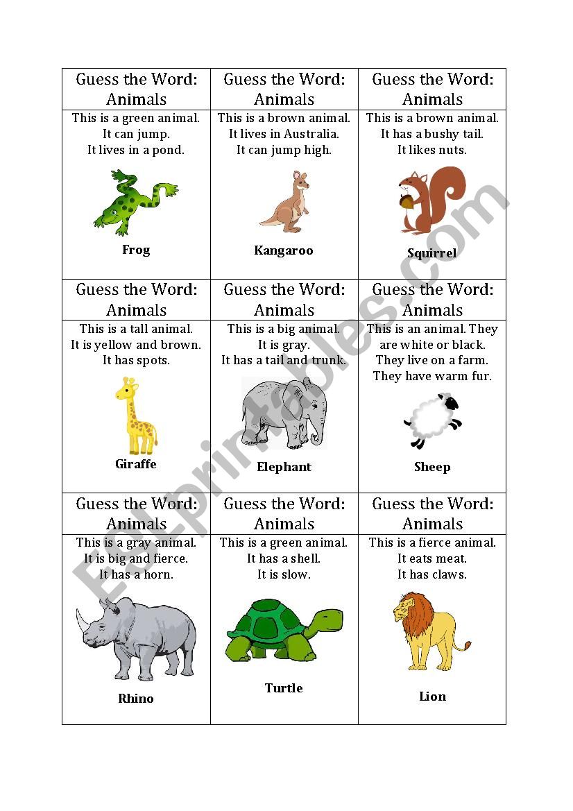 Guess the word game (part 3) worksheet