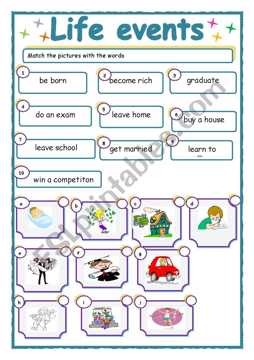 Life events worksheet