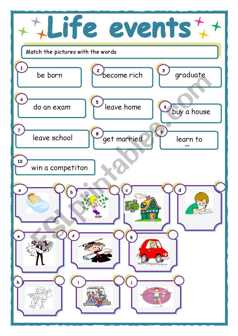 Life events worksheet