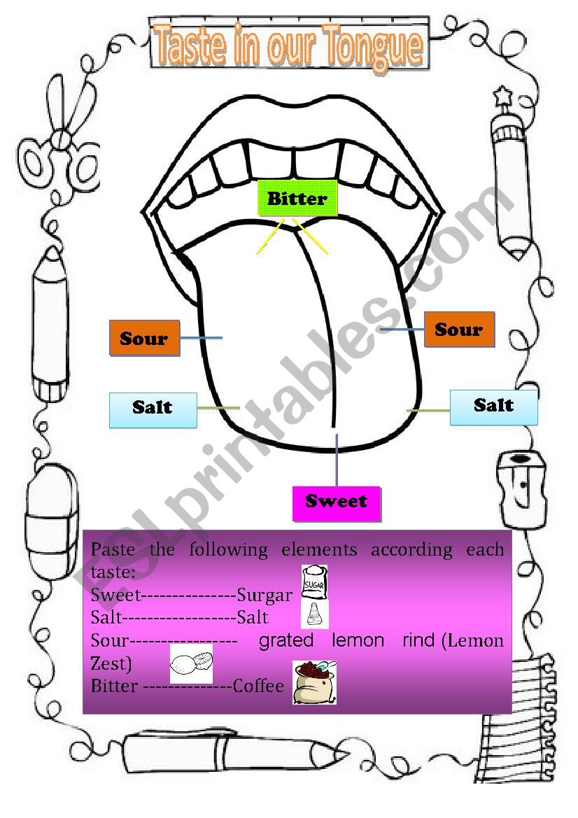 Taste our Tongue worksheet