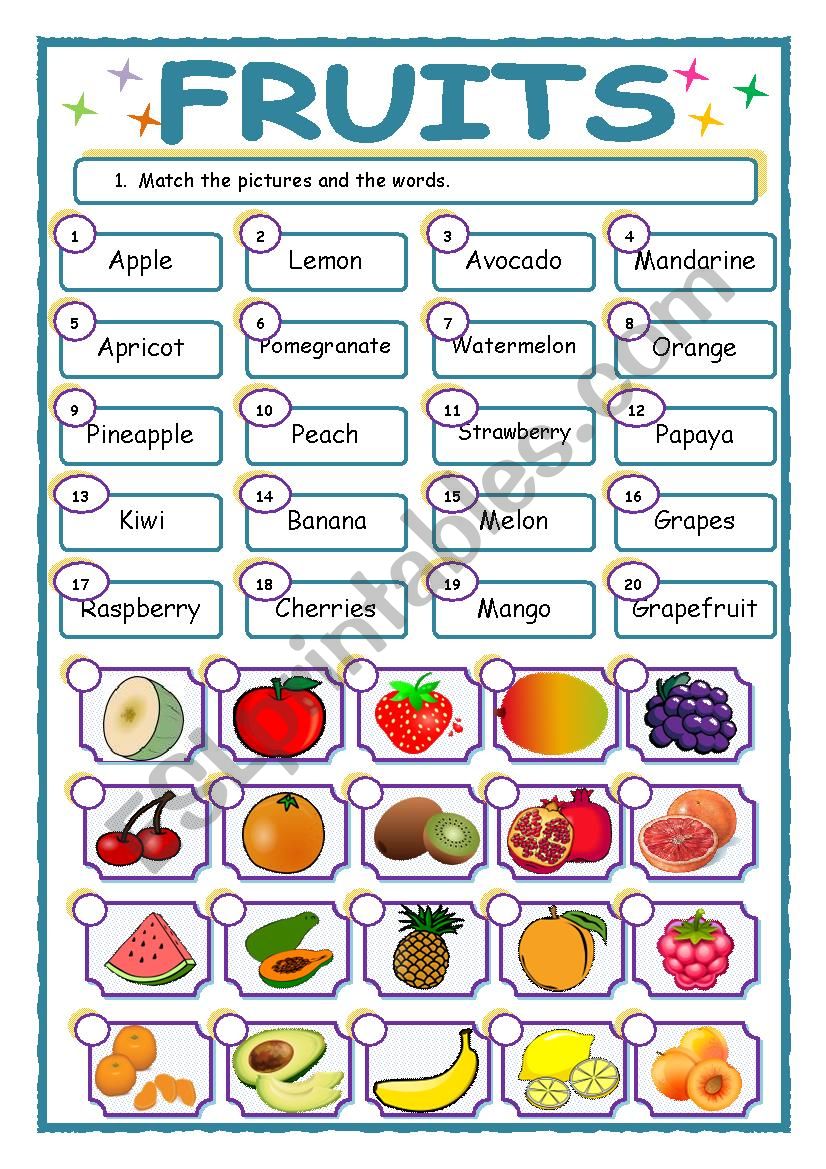 FRUITS - MATCHING worksheet