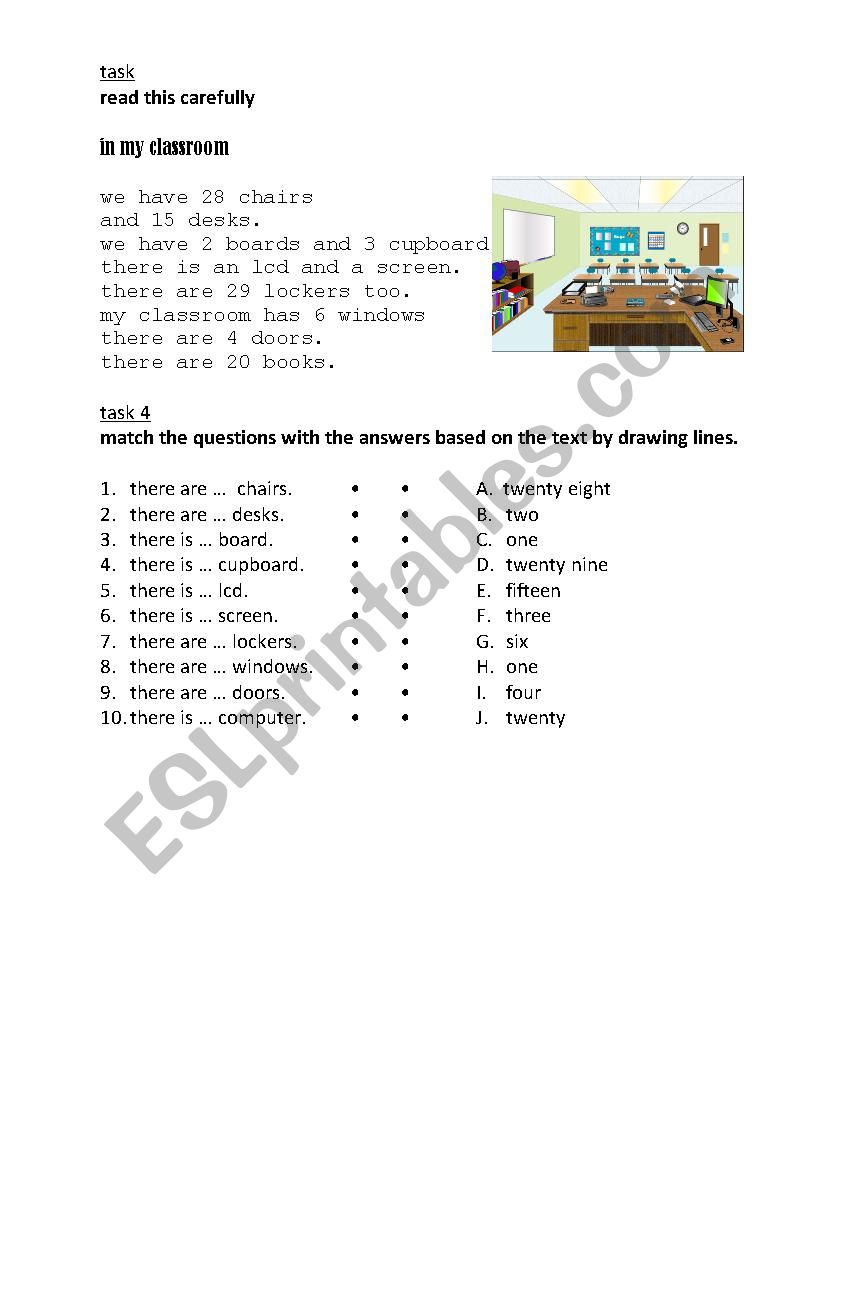 things in the classroom 2  worksheet