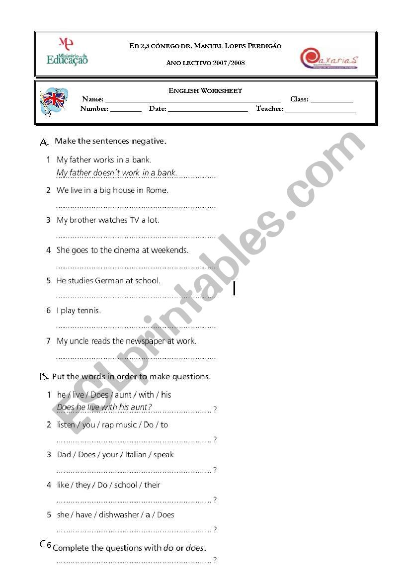 Simple Present worksheet