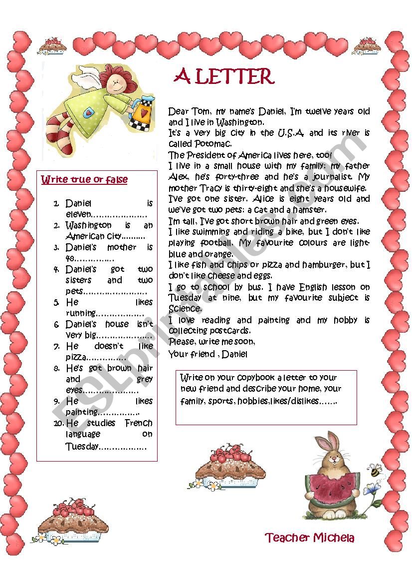 A letter worksheet