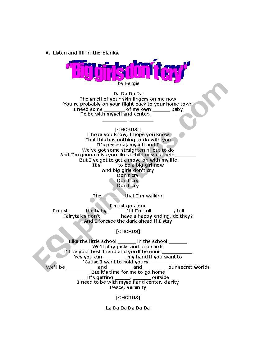 Song Activity worksheet