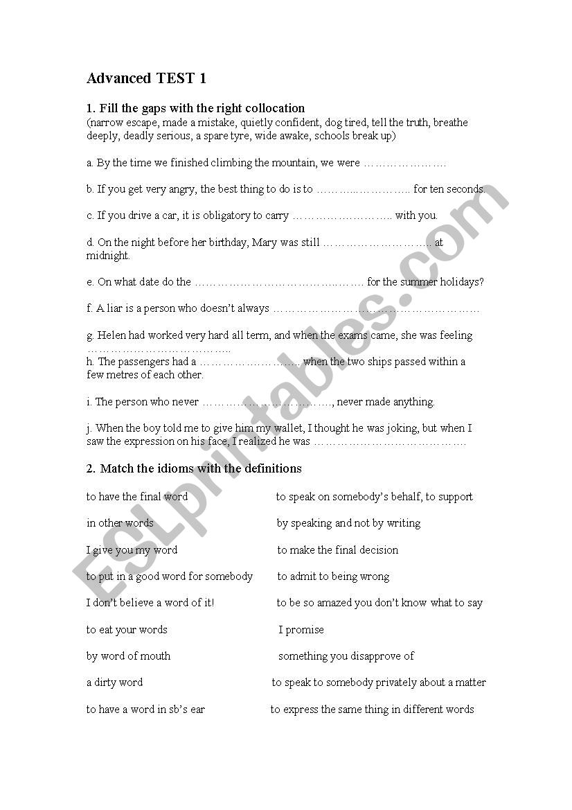 advanced test 1 worksheet