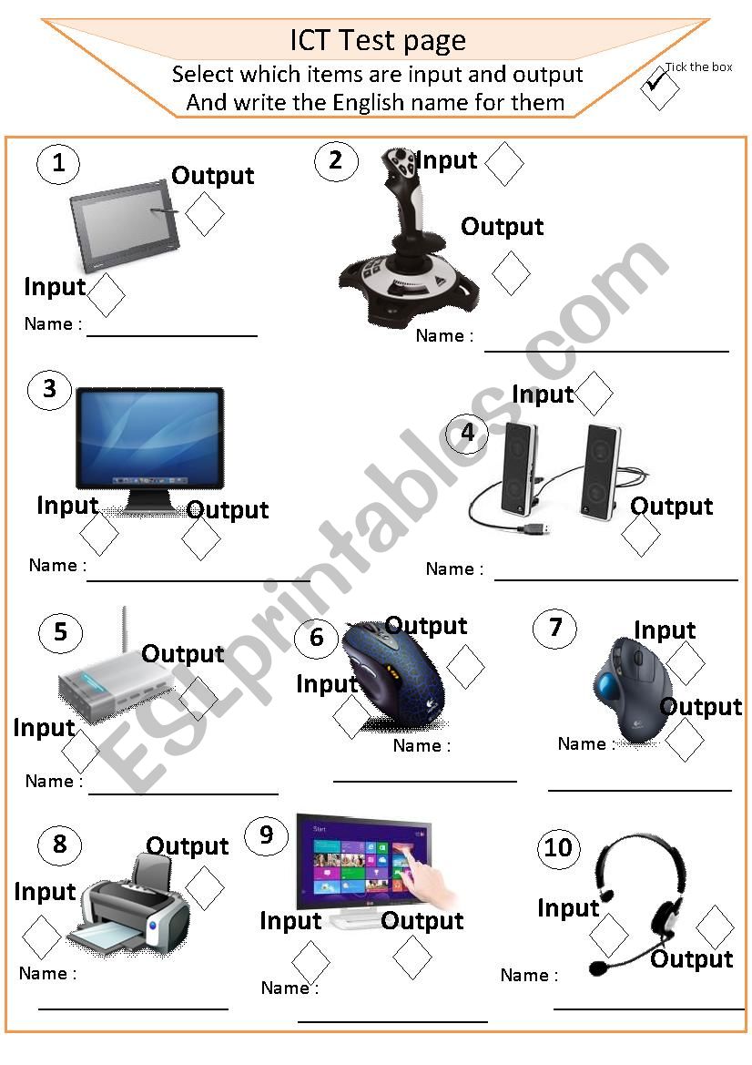 ICT computer test sheet input output