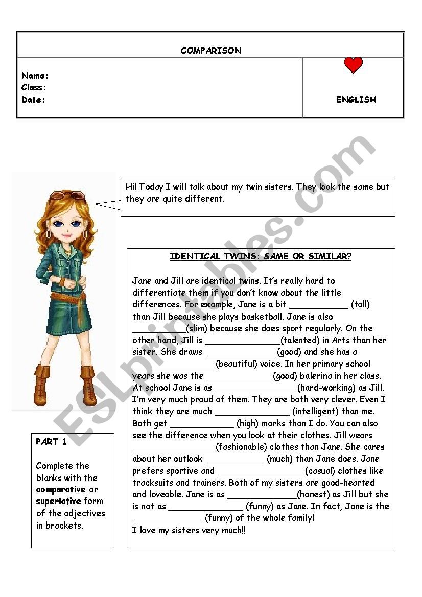 DIFFERENCES AND SIMILARITIES worksheet