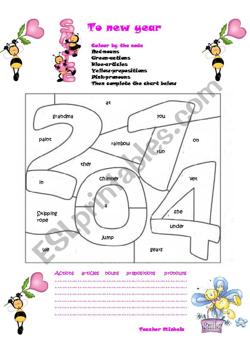 Smile to new year worksheet