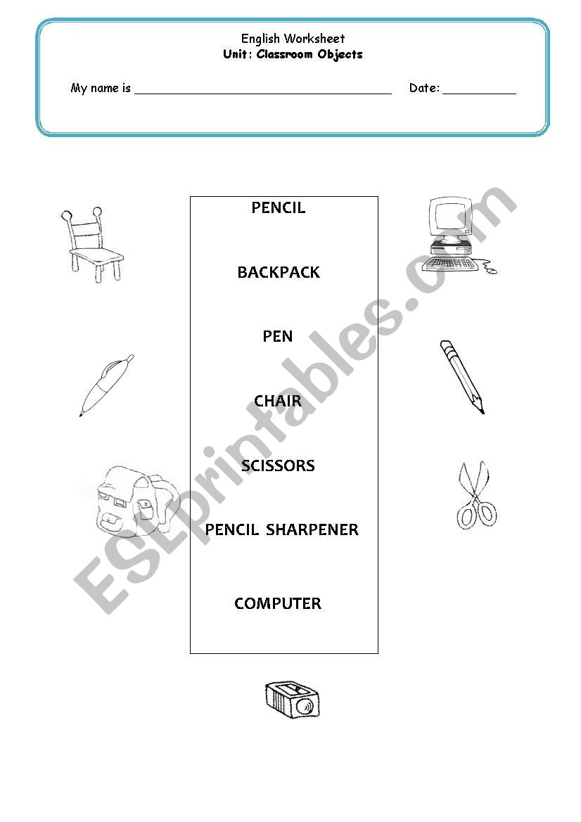 Classroom objects worksheet