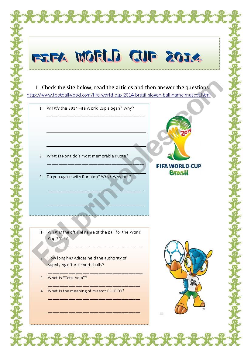 FIFA WORLD CUP 2014 worksheet