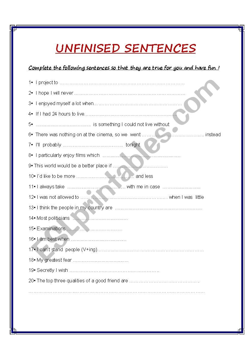 creative writing worksheet