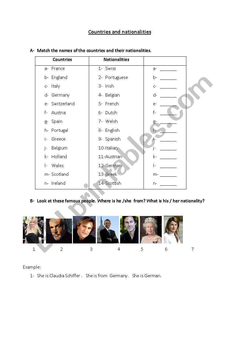 countries and nationalities worksheet