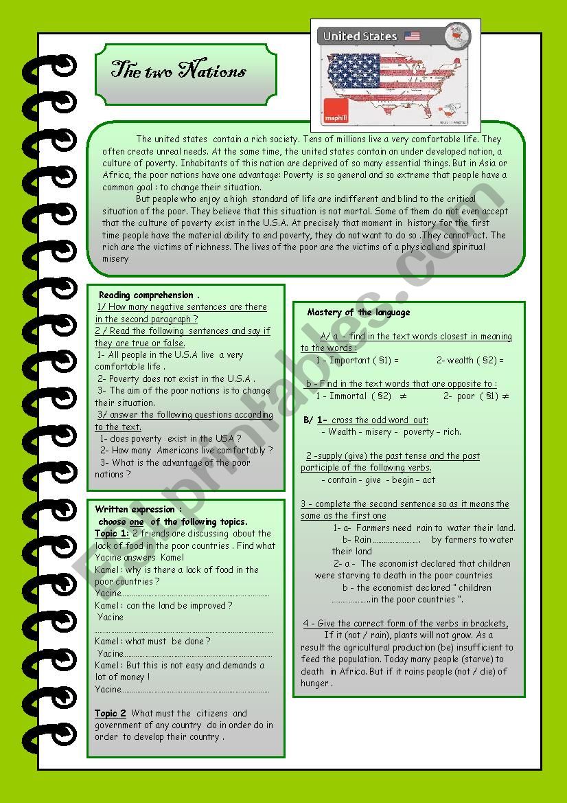 The two nations  worksheet