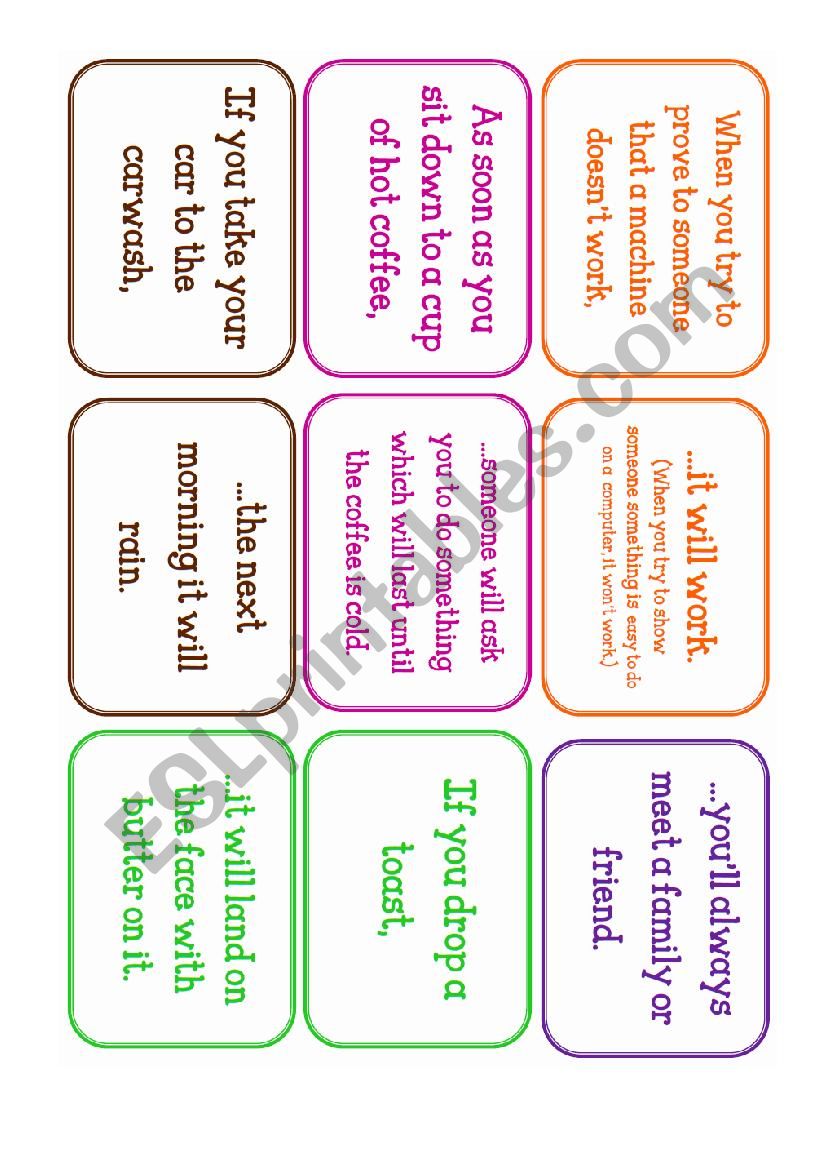 First Conditional - Murphys Laws cards (Part 2)