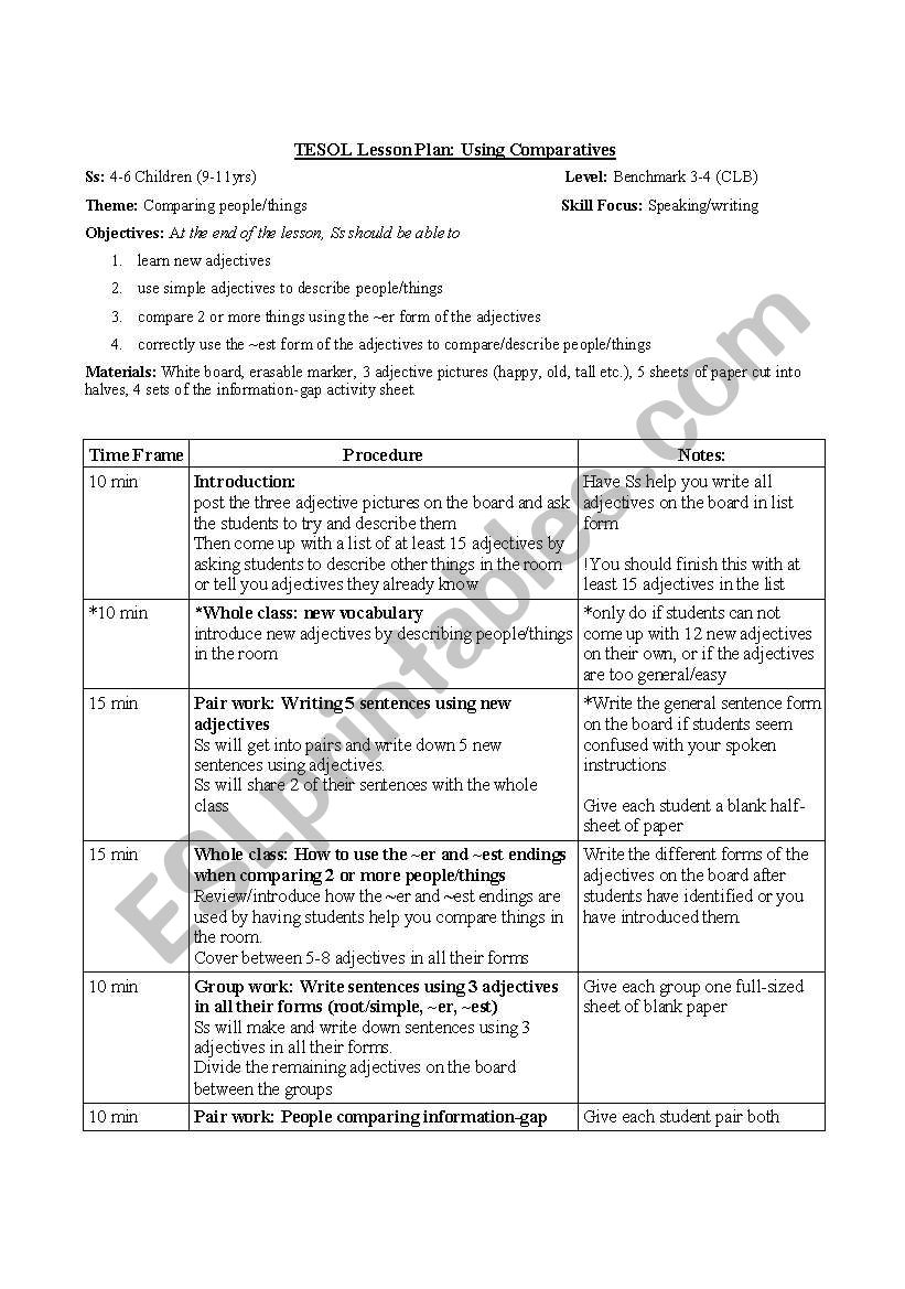 Using Adjectives worksheet