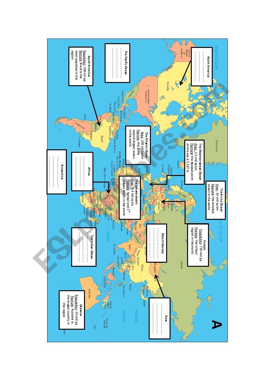 Parts of th world  worksheet