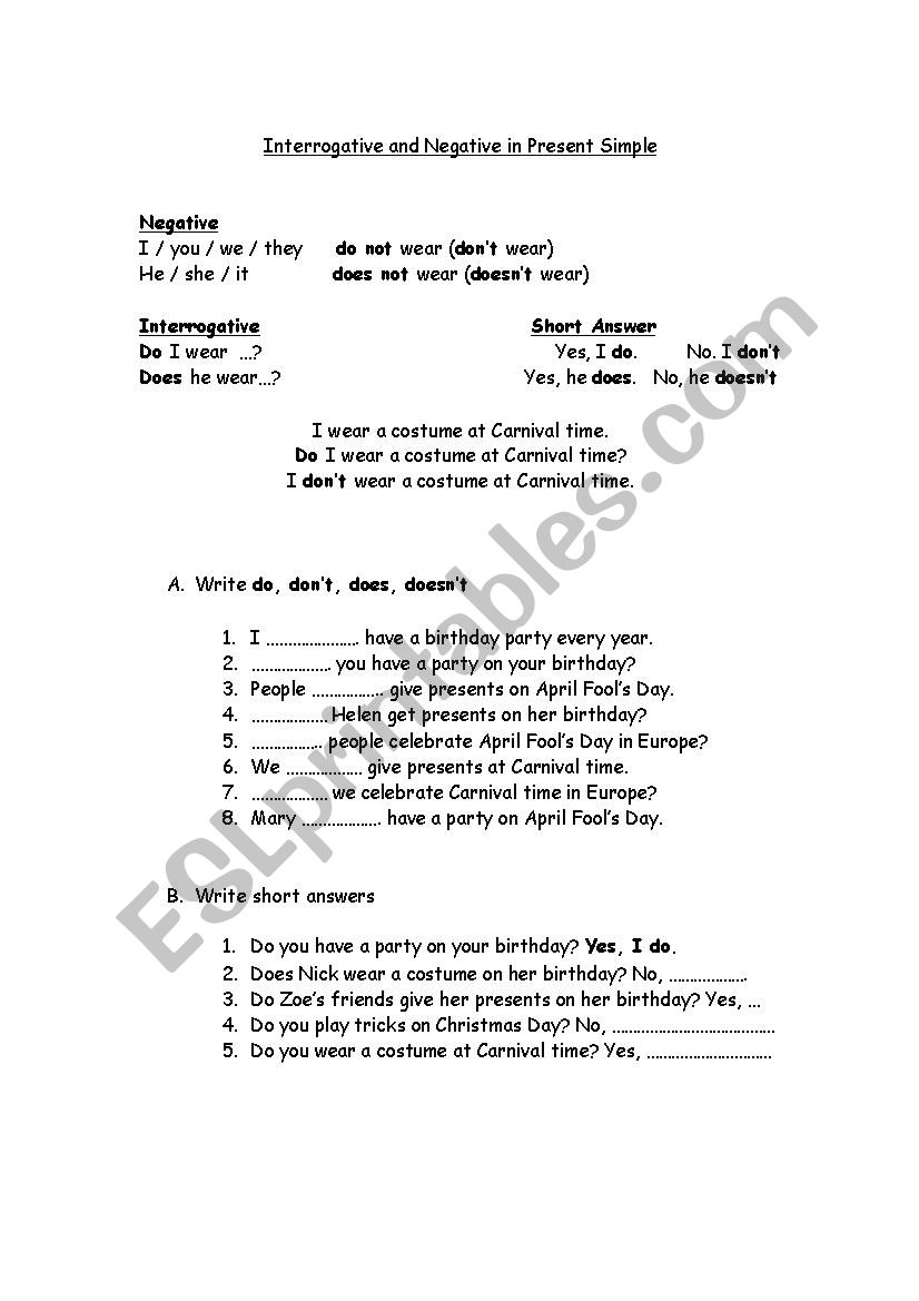 Present Simple - When worksheet