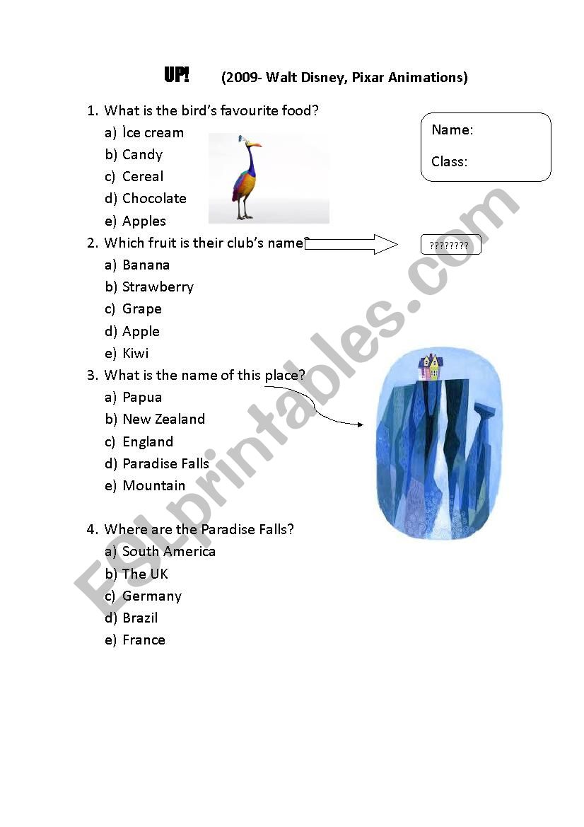 Up movie worksheet