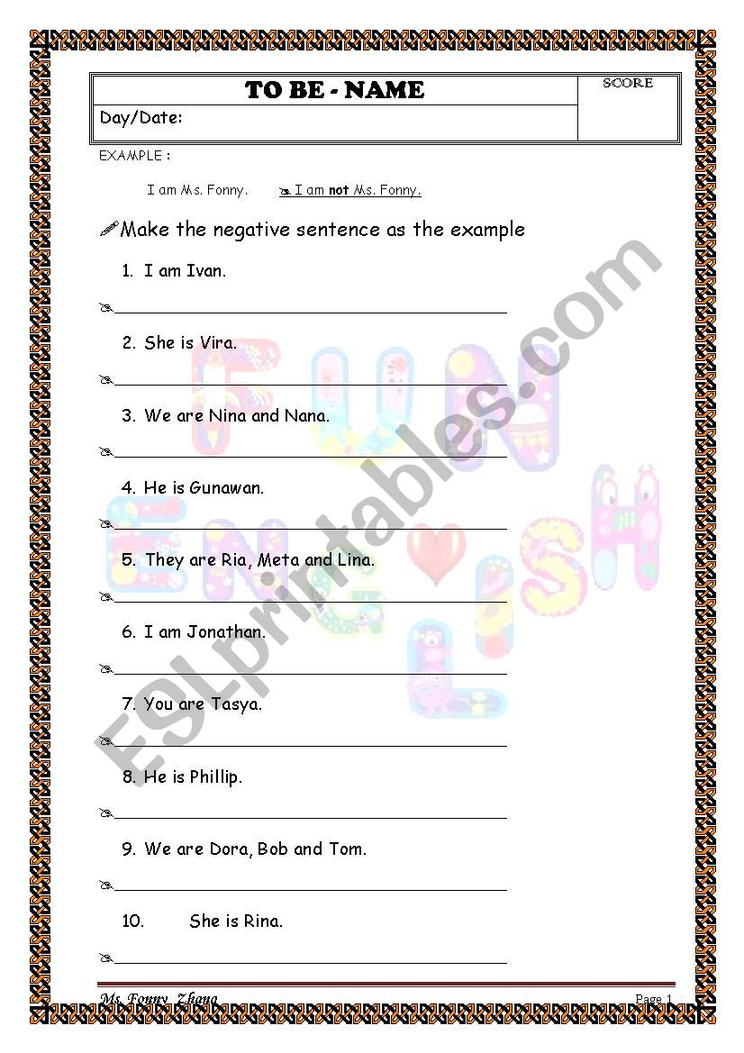 Making negative form of to be - am/is/are