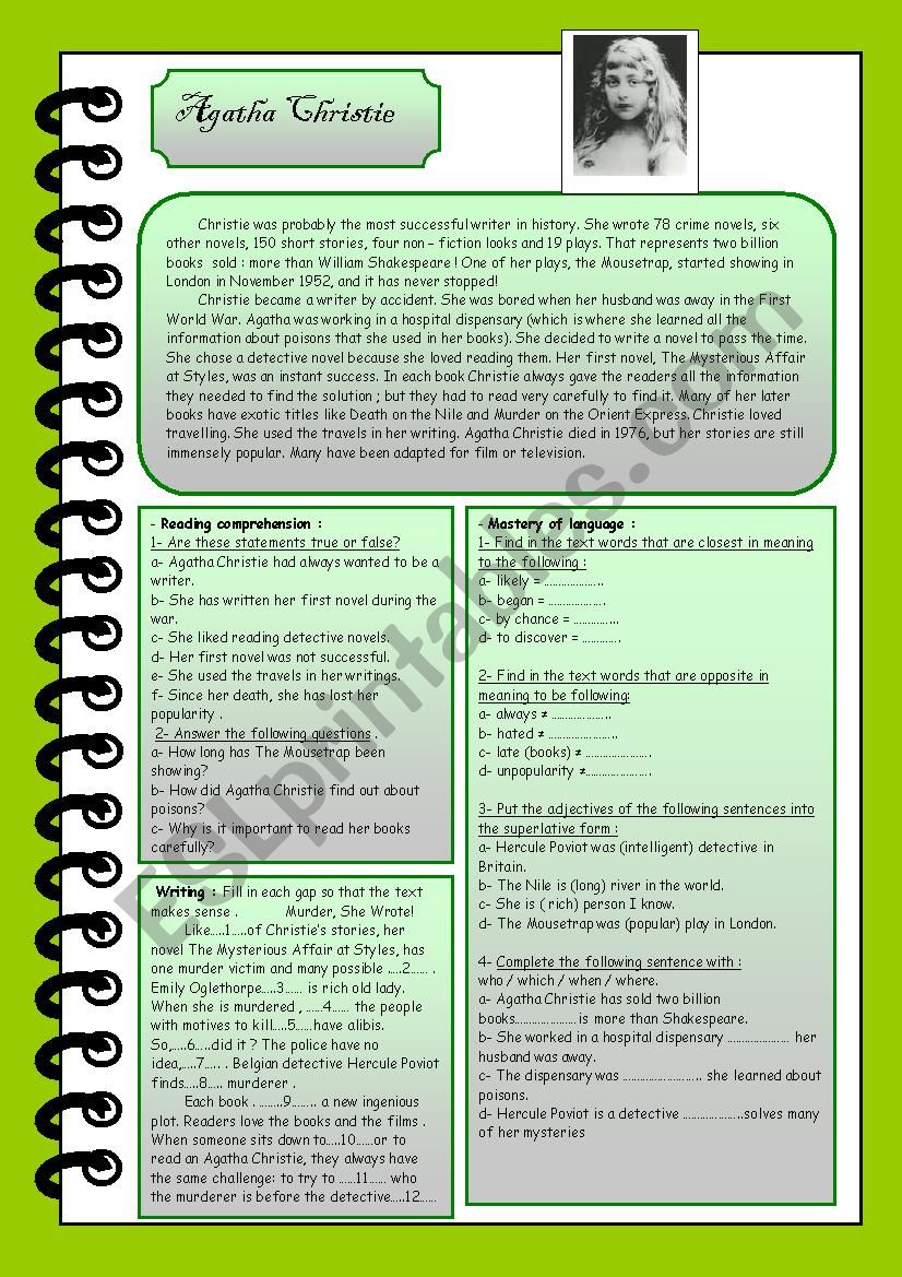 Agatha Christie worksheet