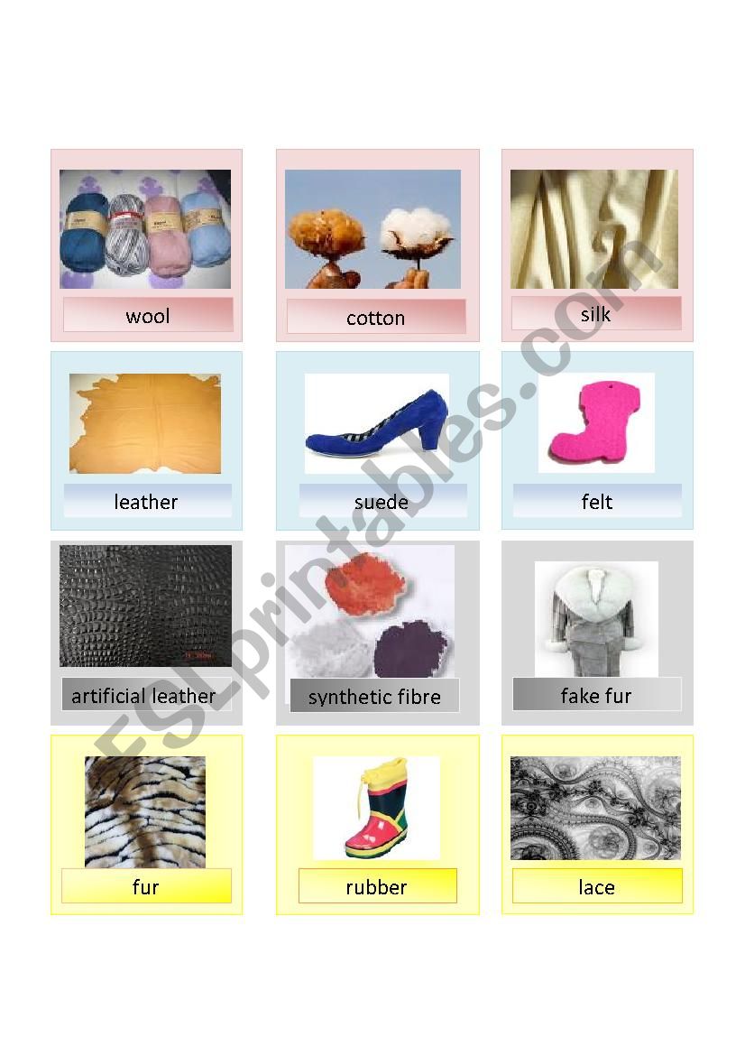 CLOTHES MATERIAL worksheet