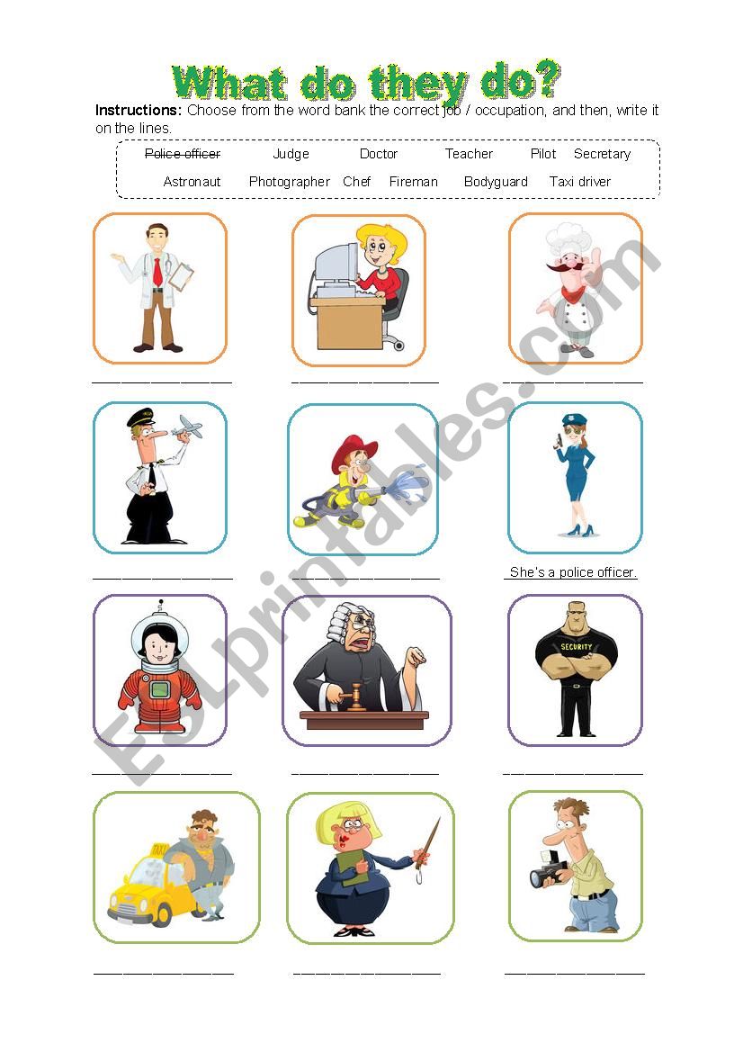 What do they do? worksheet