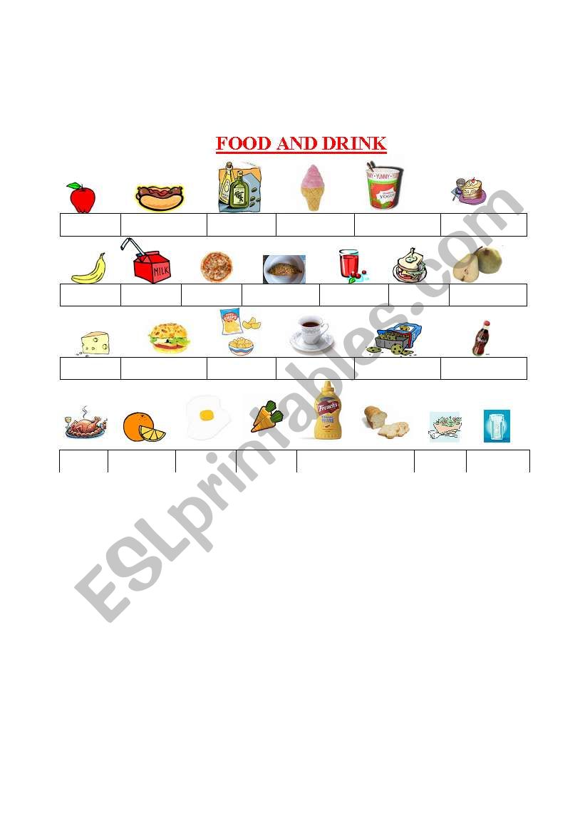 food and drink vocabulary worksheet