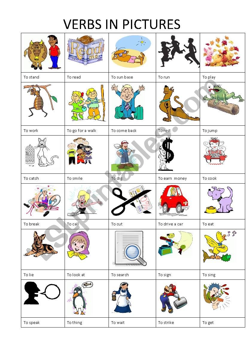 Learning verbs worksheet