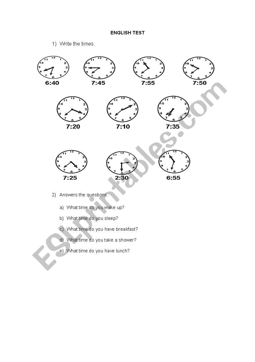 The times worksheet