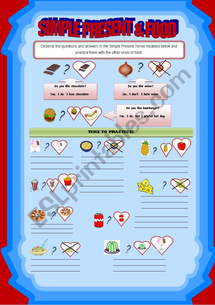 Simple Present & Food worksheet