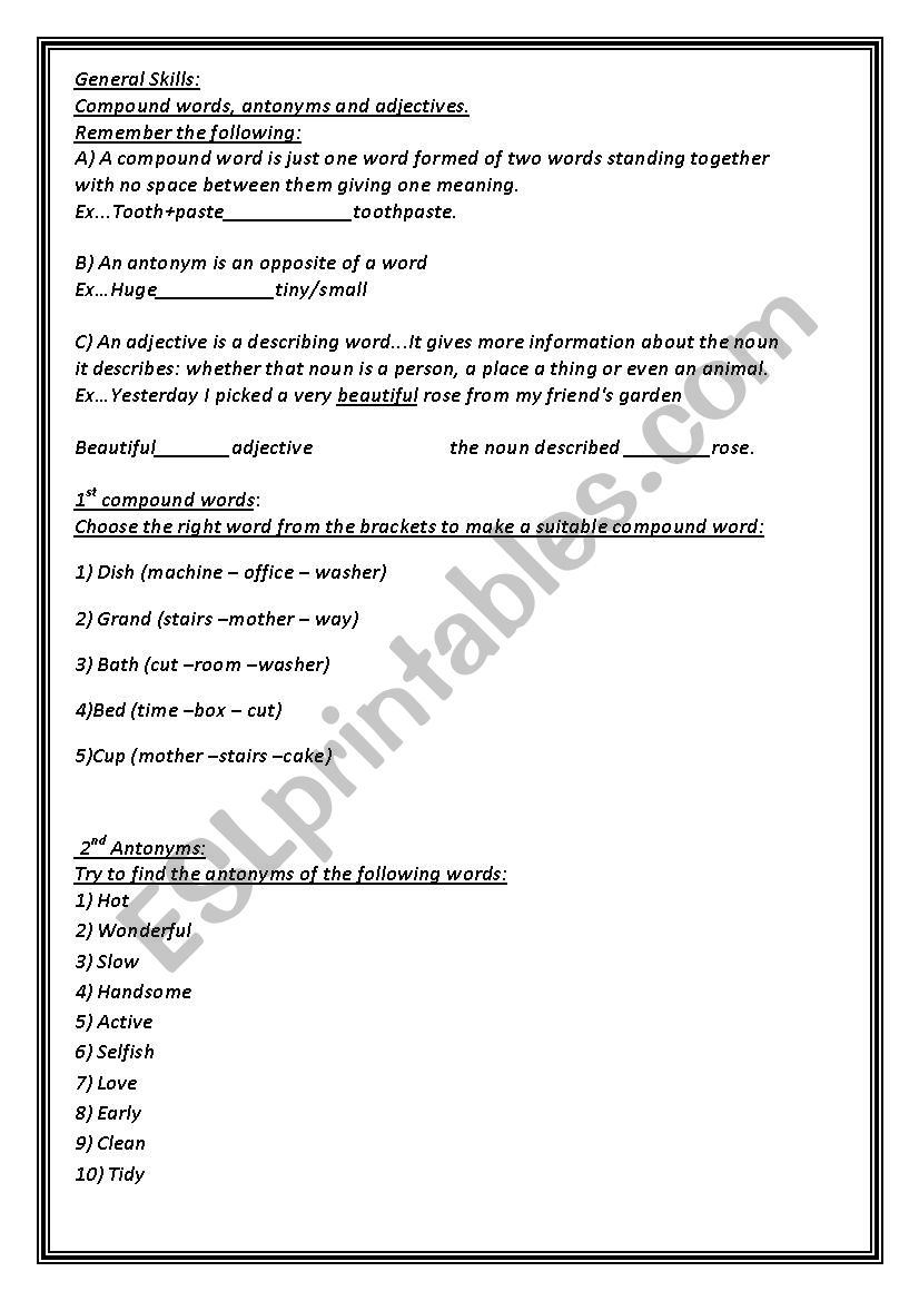 General skills worksheet