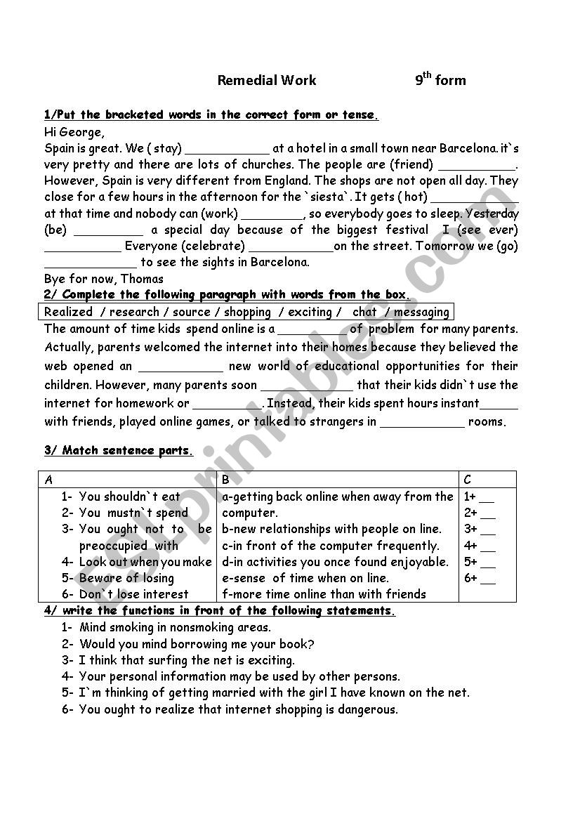 consolidation worksheet