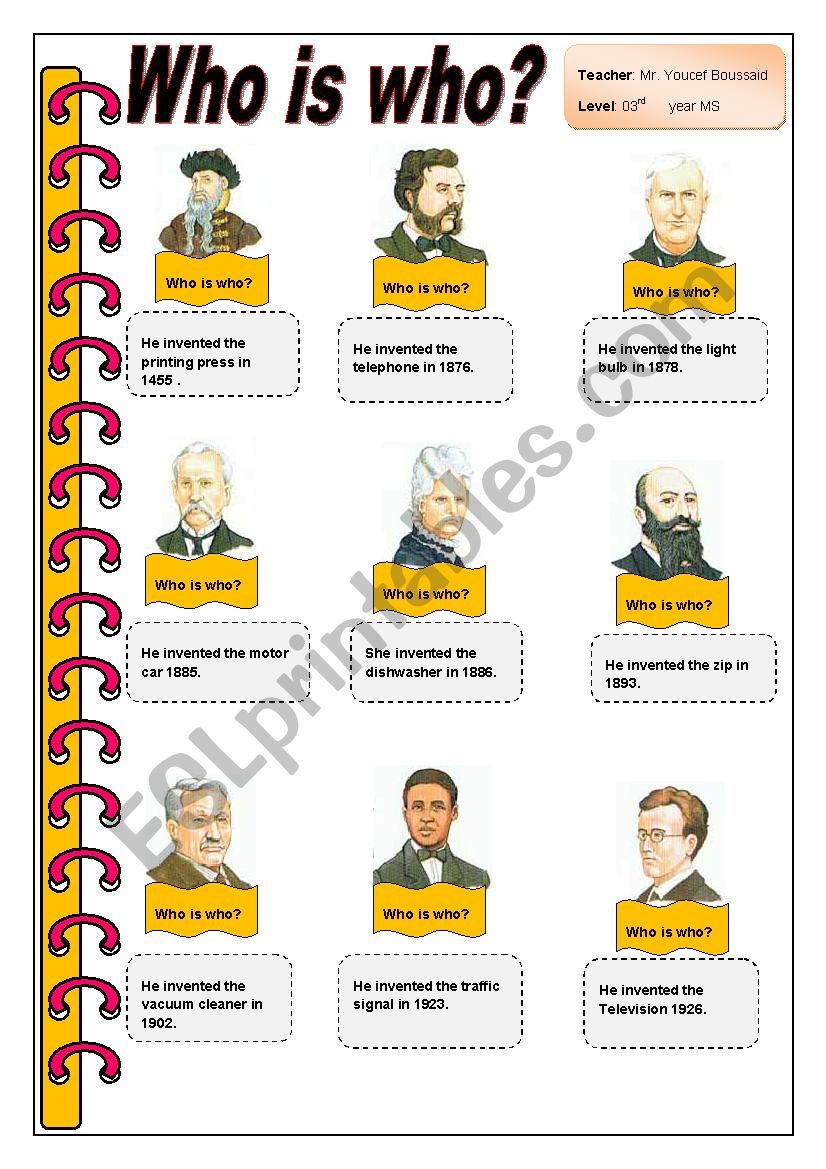 Who is who?  (Inventors) worksheet